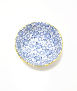 Contemporary “Touch Me” Yellow, White & Blue Porcelain Condiment Bowl