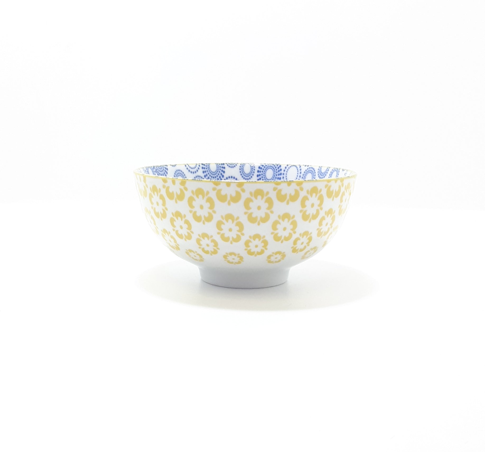 Contemporary “Touch Me” Yellow, White & Blue Porcelain Condiment Bowl