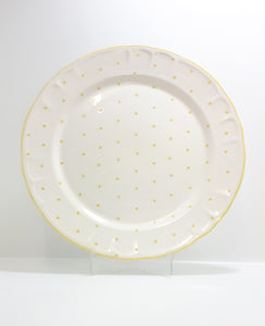 Large Vintage French Art Pottery Faience Cake Plate – Yellow Polka Dot On White