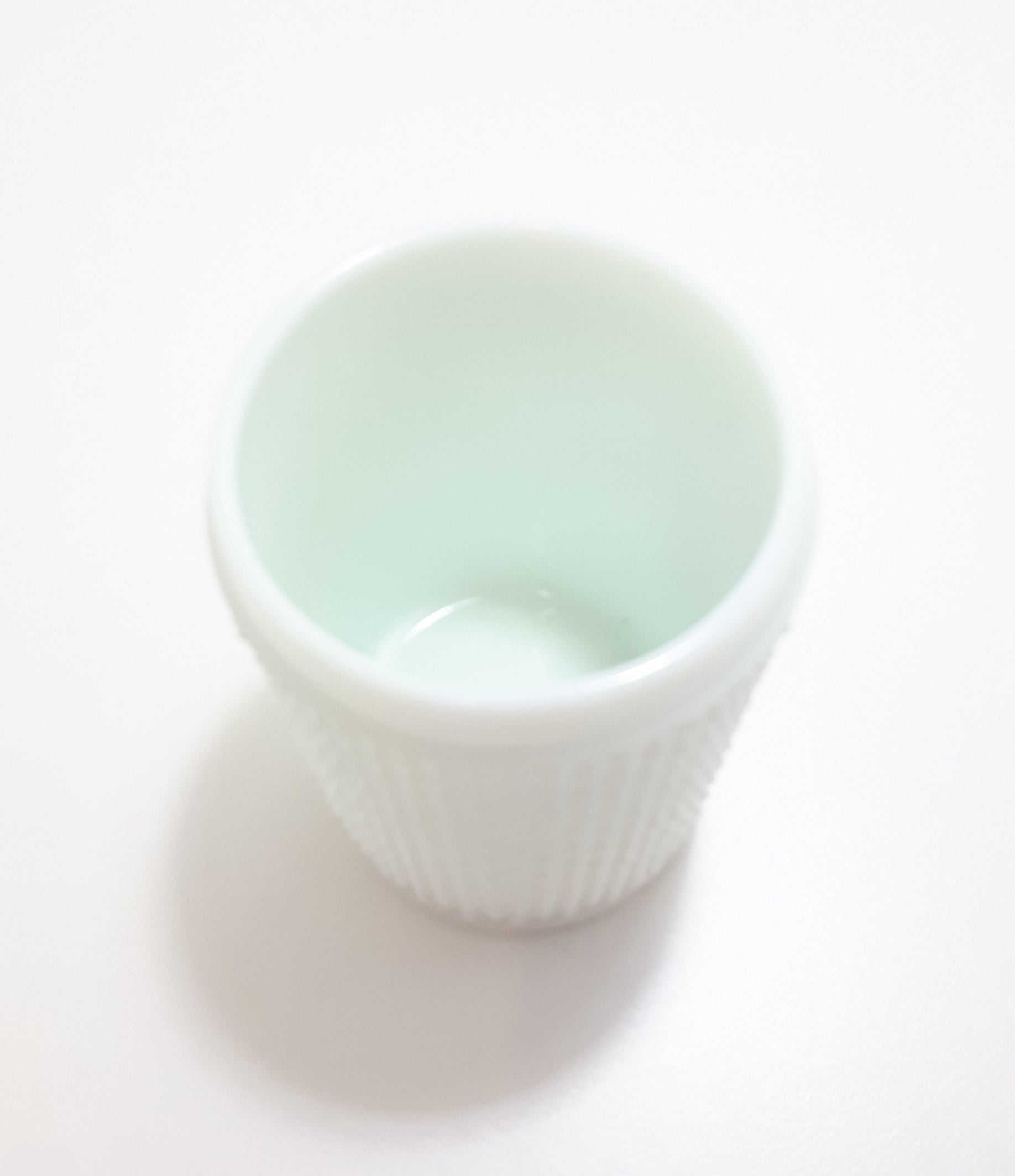 Sturdy & Mildly Blue Toned Milk Glass Utensil / Pen / Vanity Holder With Hobnail Design