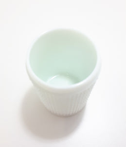 Sturdy & Mildly Blue Toned Milk Glass Utensil / Pen / Vanity Holder With Hobnail Design