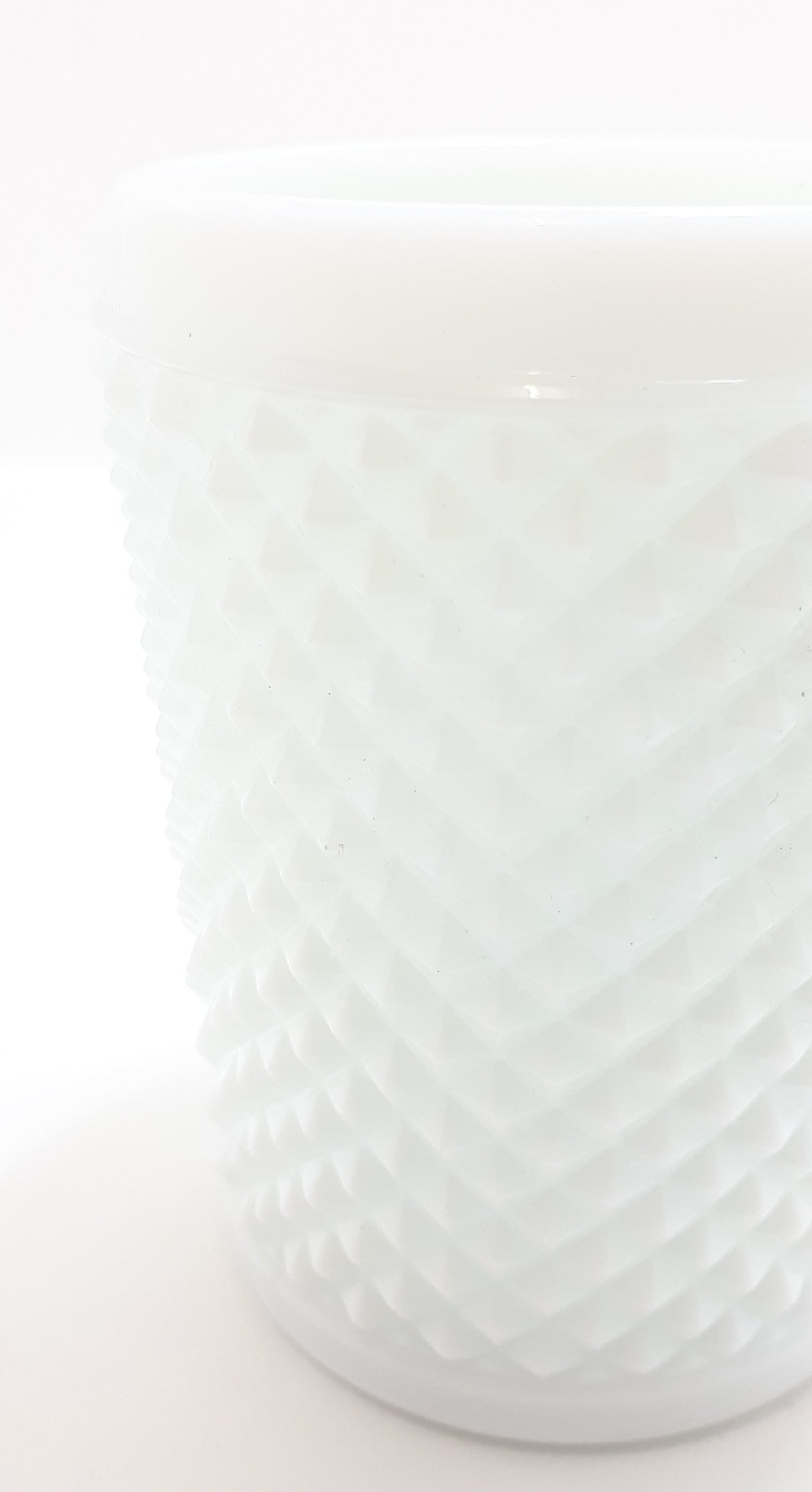 Sturdy & Mildly Blue Toned Milk Glass Utensil / Pen / Vanity Holder With Hobnail Design
