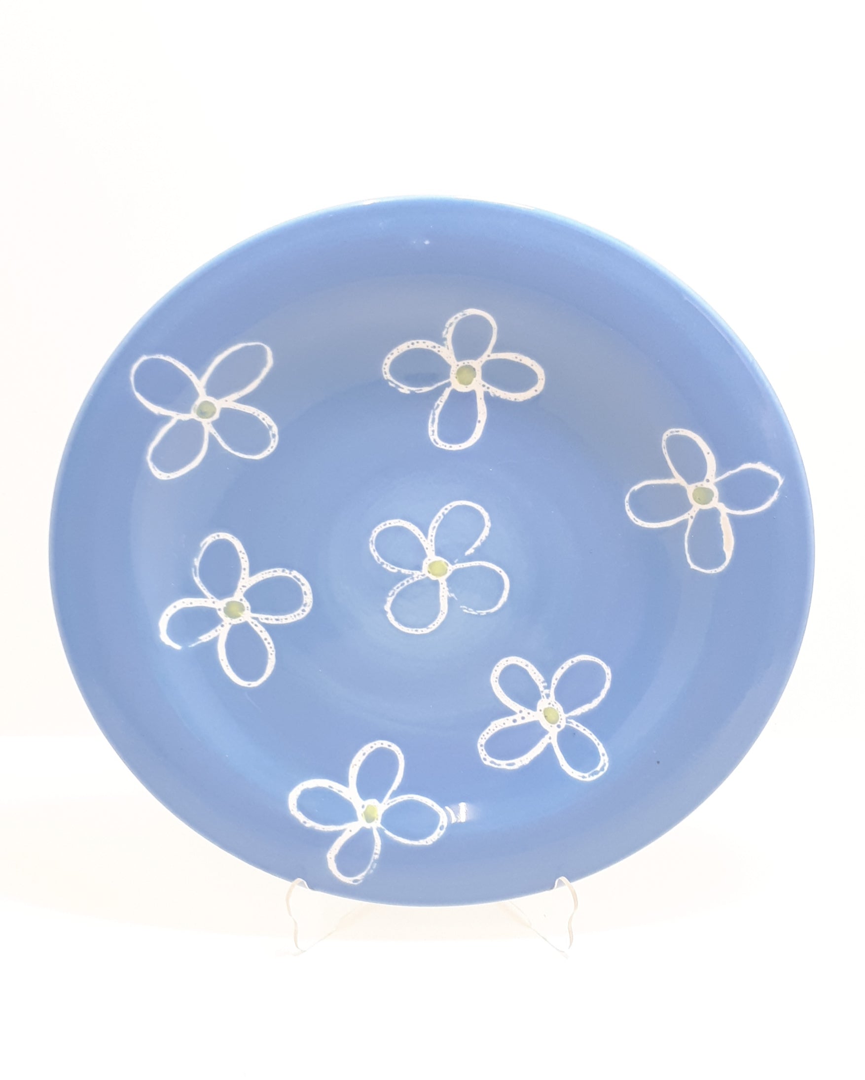 Contemporary Large Hand Painted Stoneware Dinner Plate
