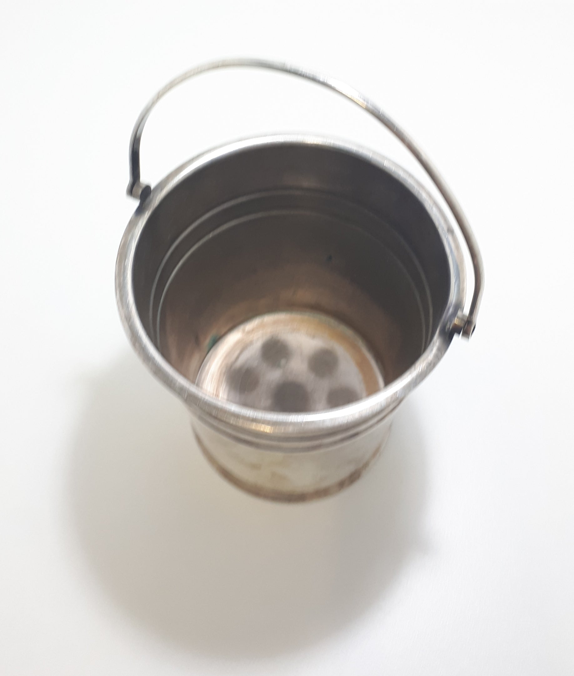 Vintage Plate Em Ess (Silver Plate On Copper) Small Ice Bucket With Swing Handle