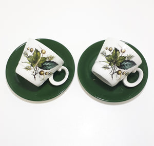 Retro Vintage 1970’s Wood & Sons Alpine Ironstone Set Of 2 Tea Duos (Cup & Saucer)  – Sherwood Pattern