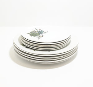 Retro Vintage 1970’s Wood & Sons Alpine Ironstone Set Of 12 Plates (6 Dinner Plates & 6 Side Plates  – Sherwood Pattern