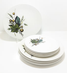Retro Vintage 1970’s Wood & Sons Alpine Ironstone Set Of 12 Plates (6 Dinner Plates & 6 Side Plates  – Sherwood Pattern