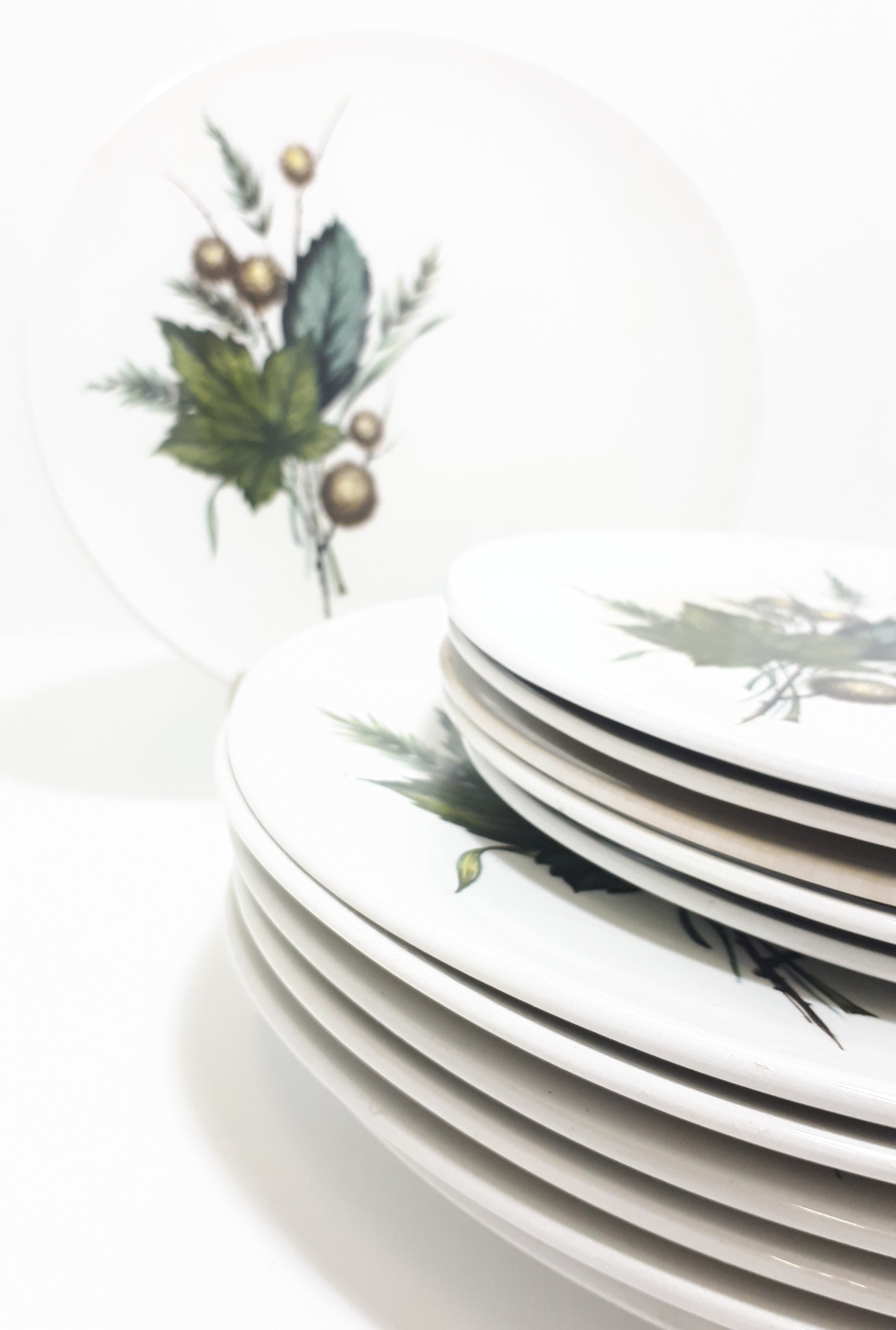 Retro Vintage 1970’s Wood & Sons Alpine Ironstone Set Of 12 Plates (6 Dinner Plates & 6 Side Plates  – Sherwood Pattern