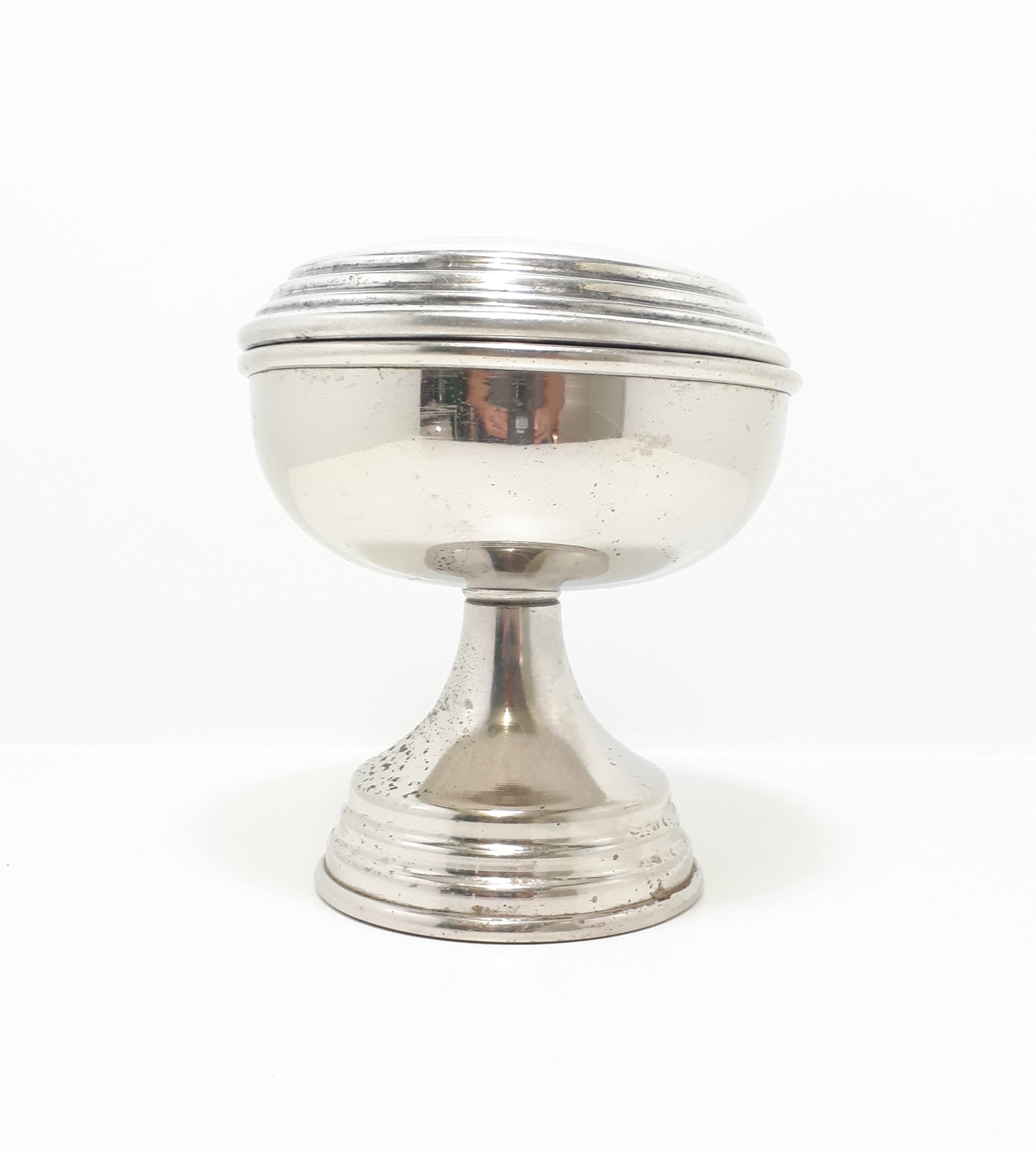 1920’s Antique Silver Plated & Lidded Pedestal Condiment Or Sweets Bowl