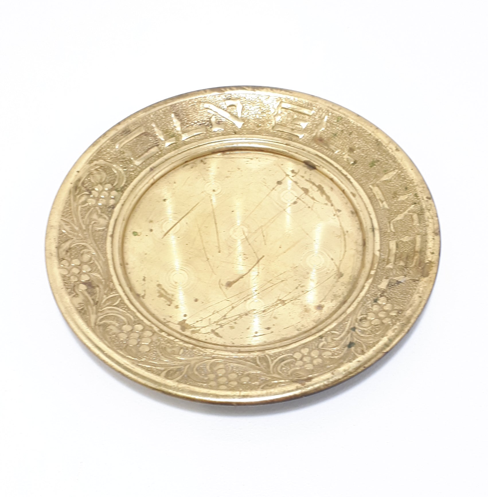 Small Vintage Brass Judaica Dish
