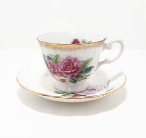 Vintage Assembled Tea Duo With Roses & Gold Trim
