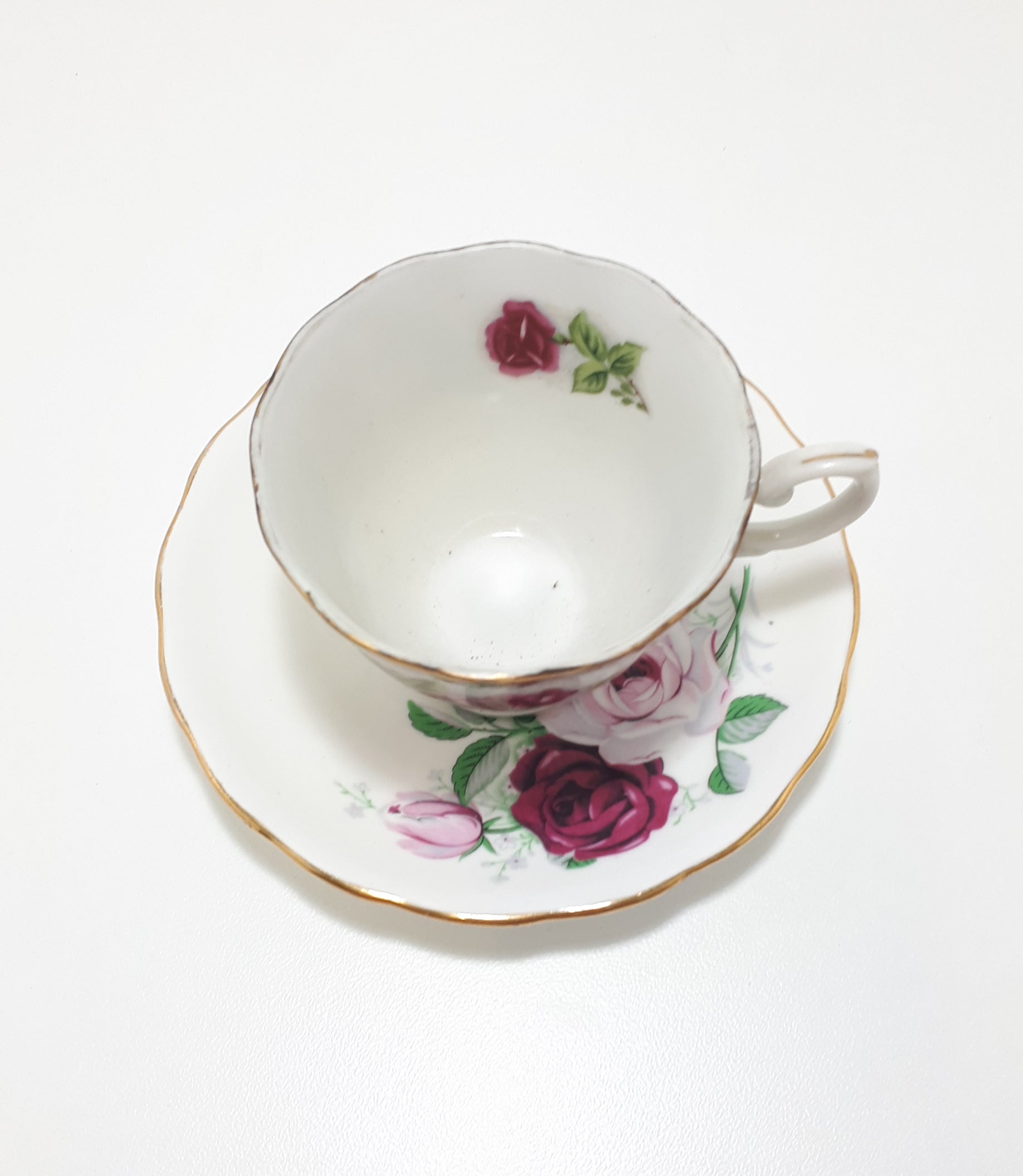 Vintage Assembled Tea Duo With Roses & Gold Trim