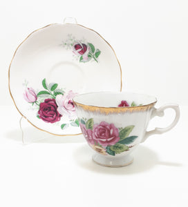 Vintage Assembled Tea Duo With Roses & Gold Trim