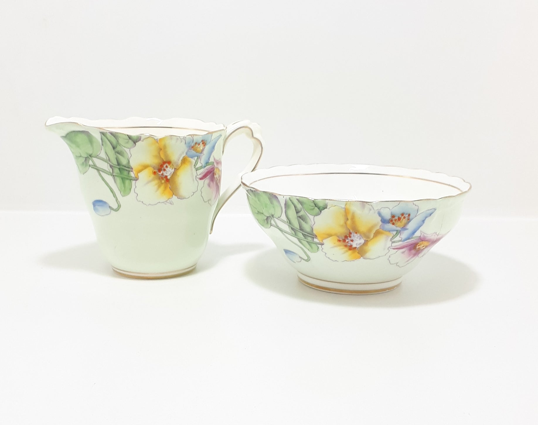 Paragon China Creamer / Milk Jug & Open Sugar Bowl – Pattern Unknown