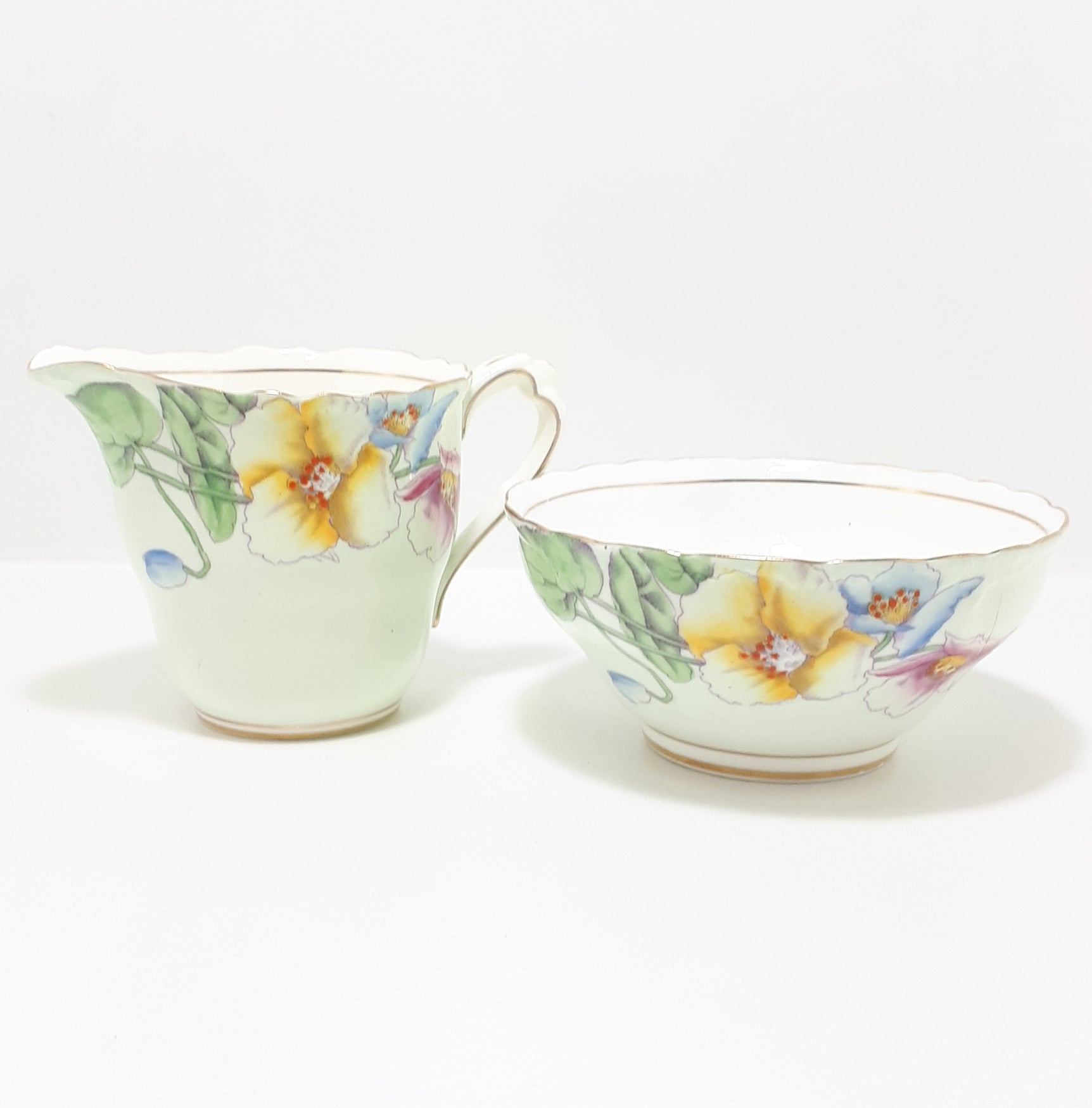 Paragon China Creamer / Milk Jug & Open Sugar Bowl – Pattern Unknown