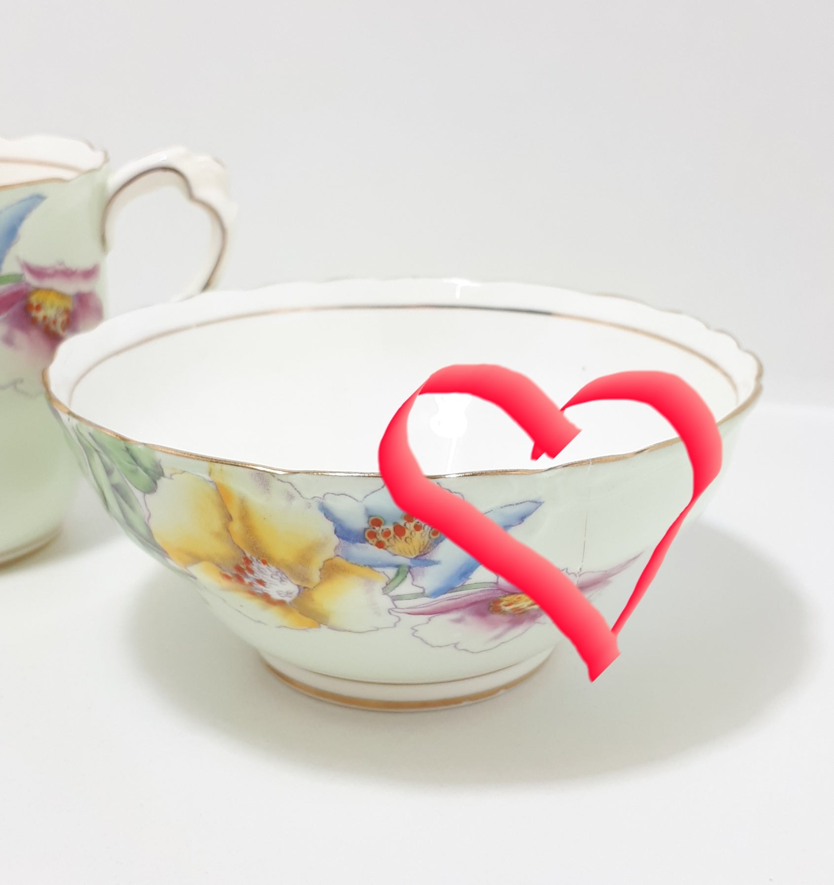 Paragon China Creamer / Milk Jug & Open Sugar Bowl – Pattern Unknown