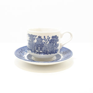 Vintage Blue & White Willow Coffee / Tea Duo – Cup & Saucer