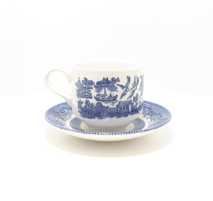 Vintage Blue & White Willow Coffee / Tea Duo – Cup & Saucer
