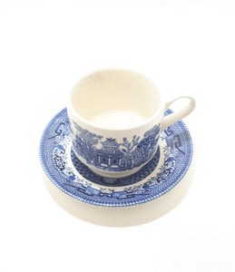 Vintage Blue & White Willow Coffee / Tea Duo – Cup & Saucer