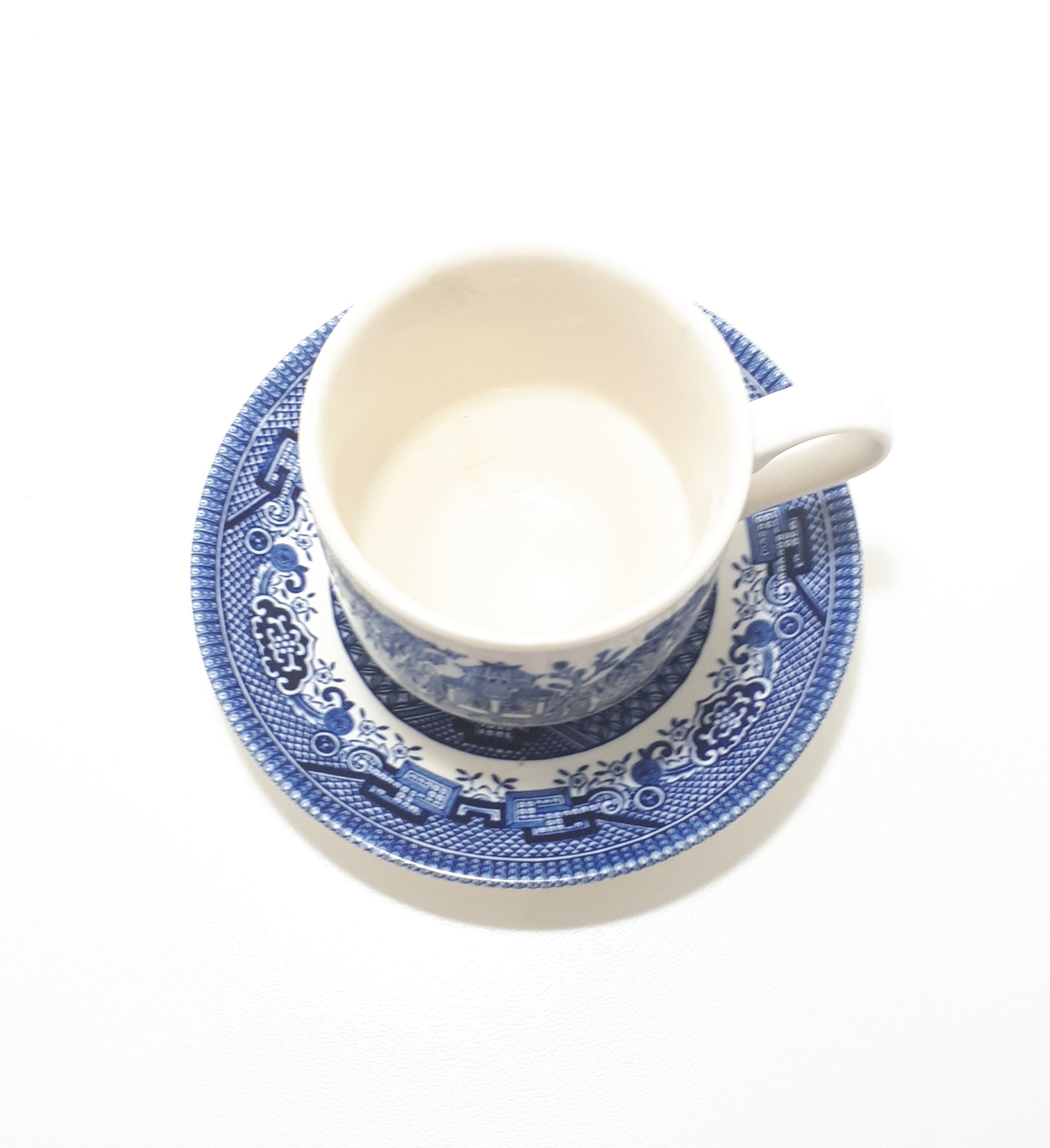 Vintage Blue & White Willow Coffee / Tea Duo – Cup & Saucer