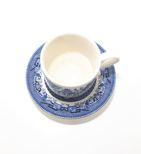 Vintage Blue & White Willow Coffee / Tea Duo – Cup & Saucer