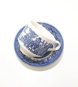 Vintage Blue & White Willow Coffee / Tea Duo – Cup & Saucer