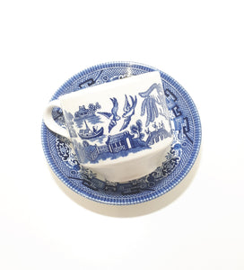 Vintage Blue & White Willow Coffee / Tea Duo – Cup & Saucer