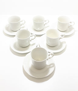 Vintage South African Set Of 6 White Huguenot Royale Cups & Saucers