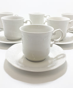 Vintage South African Set Of 6 White Huguenot Royale Cups & Saucers