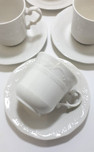 Vintage South African Set Of 6 White Huguenot Royale Cups & Saucers