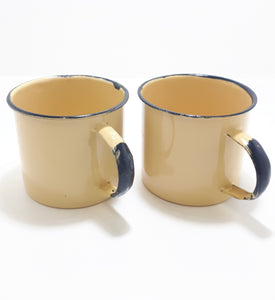 Pair Of Yellow Vintage Enamel Mugs