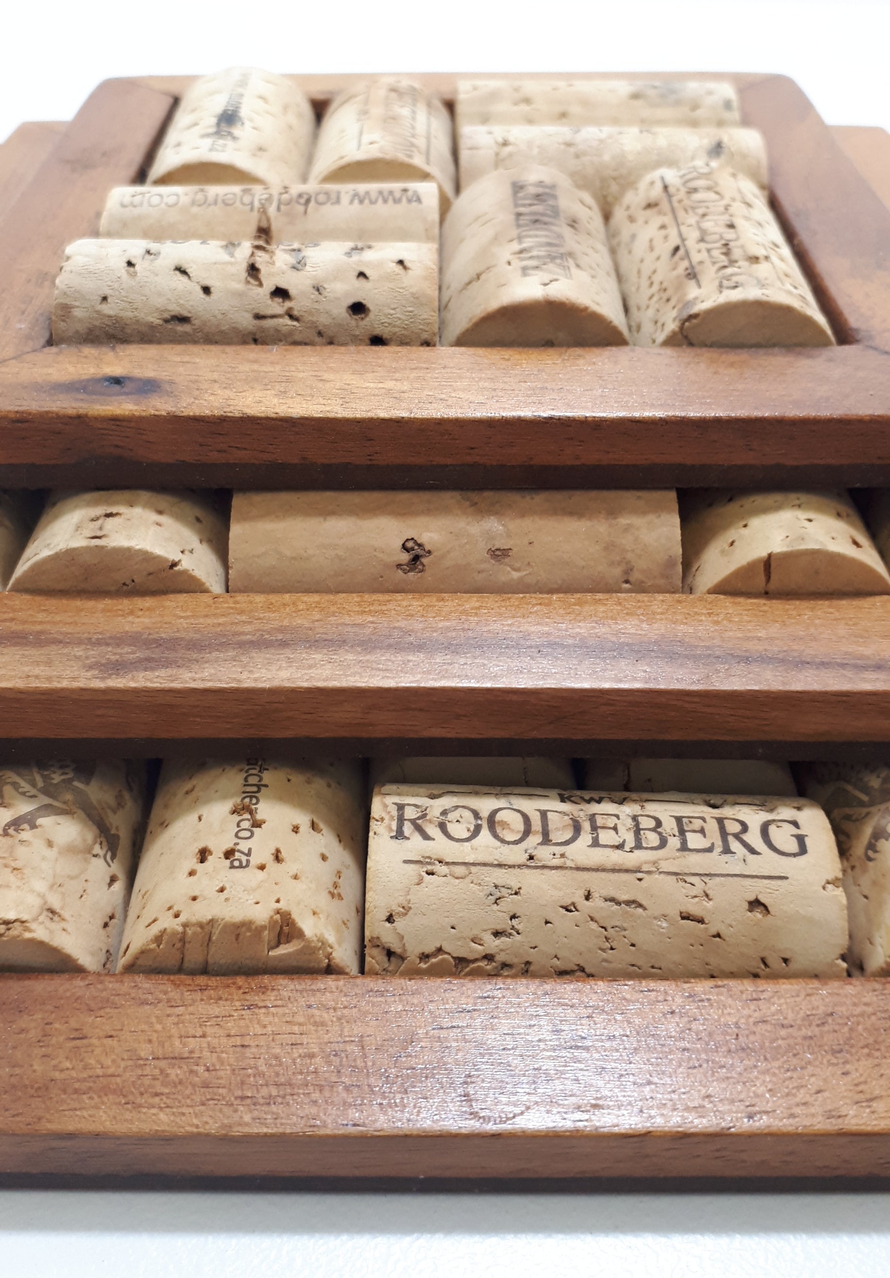 Set Of 3 Graduating Handmade Wood & Wine Cork Pot Holders