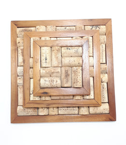 Set Of 3 Graduating Handmade Wood & Wine Cork Pot Holders