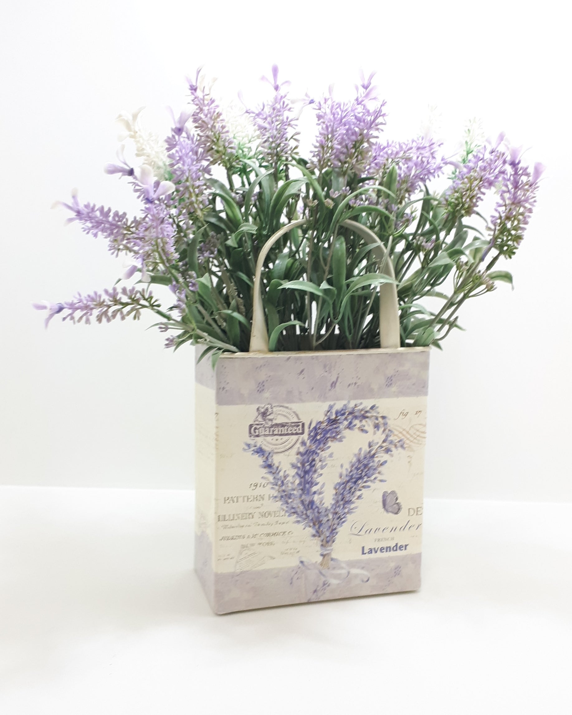 Metal Décor Bag With Plastic Lavender