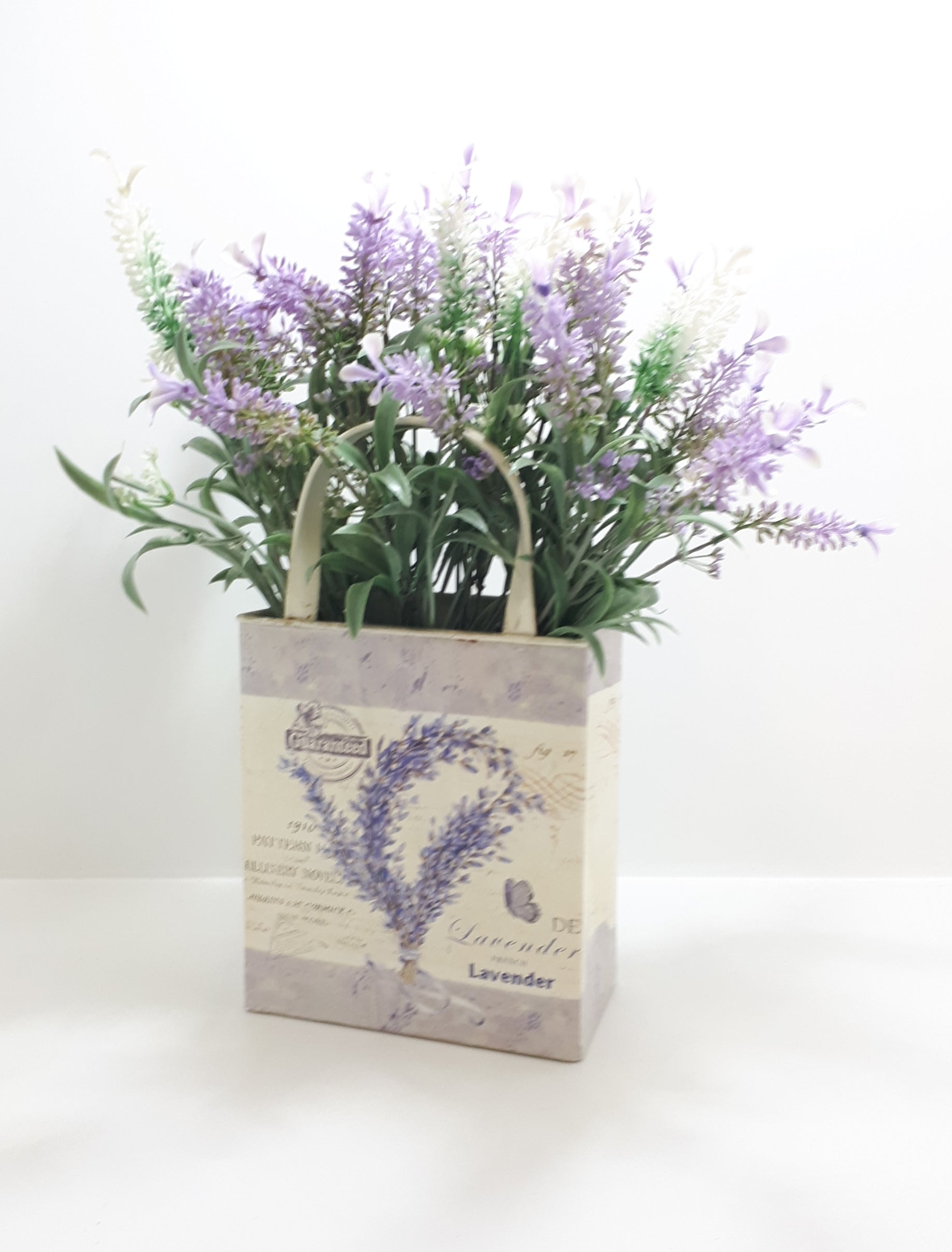 Metal Décor Bag With Plastic Lavender