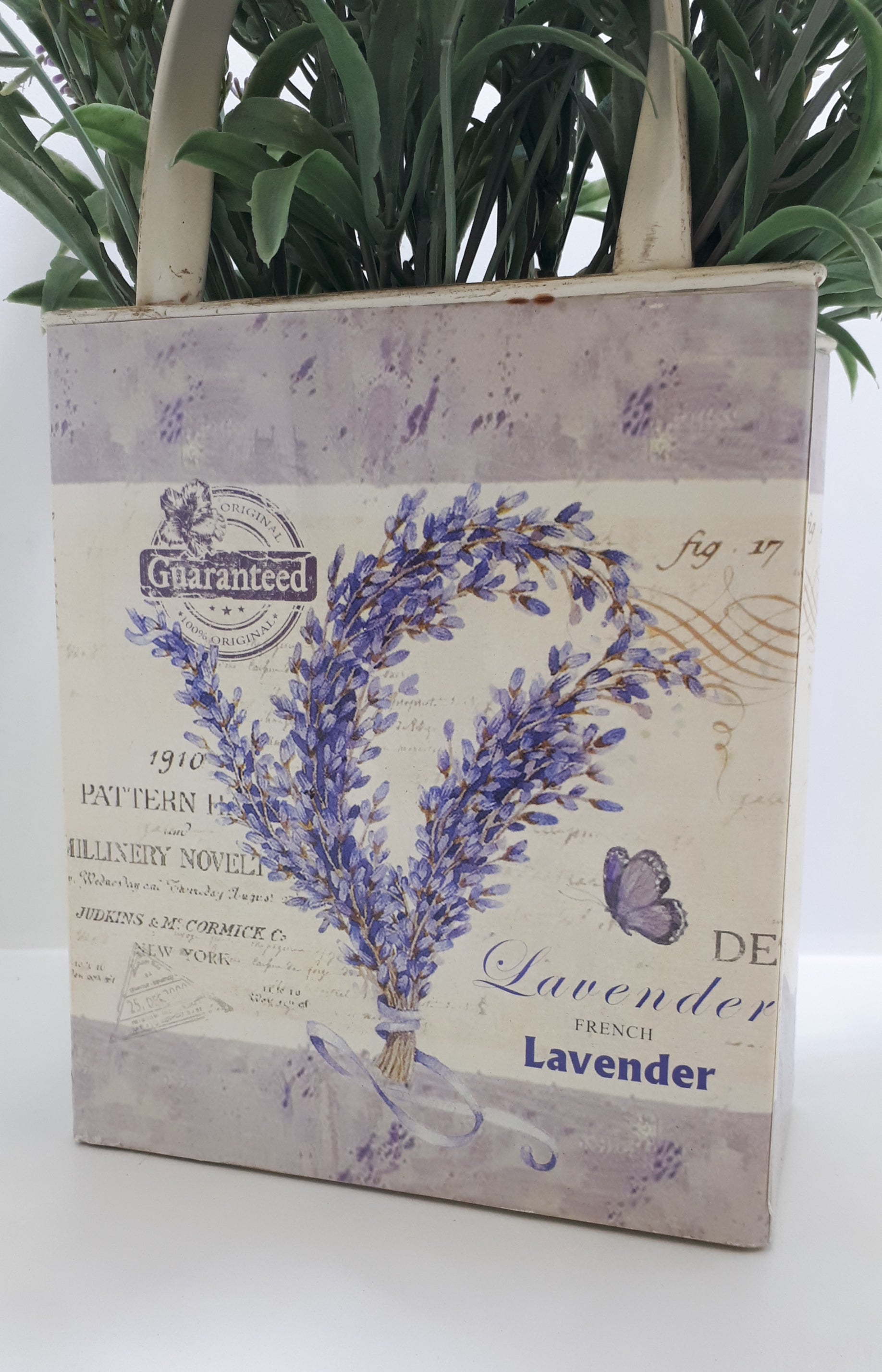 Metal Décor Bag With Plastic Lavender
