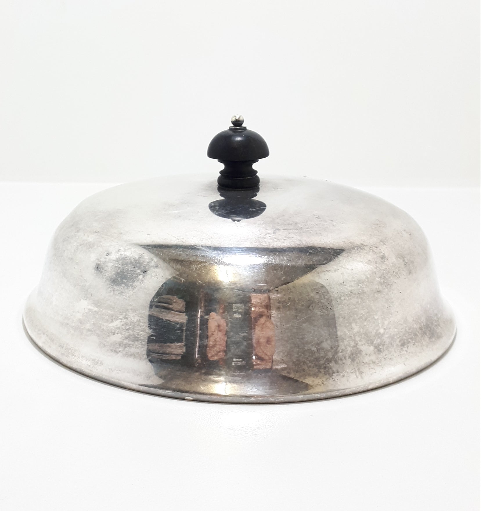 Antique Silver Plated Dome Shaped Lid With Black Bakelite Finial