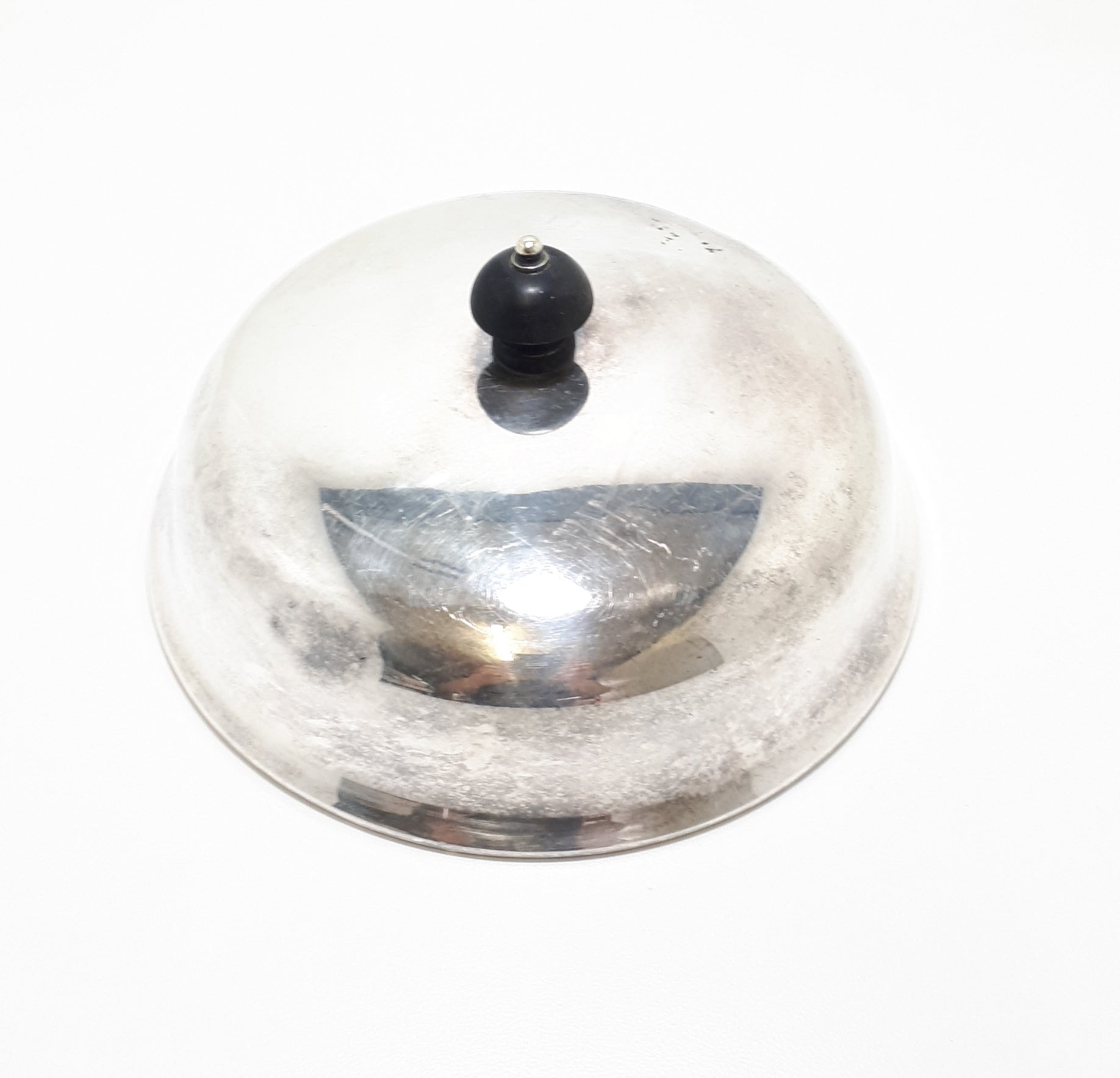 Antique Silver Plated Dome Shaped Lid With Black Bakelite Finial