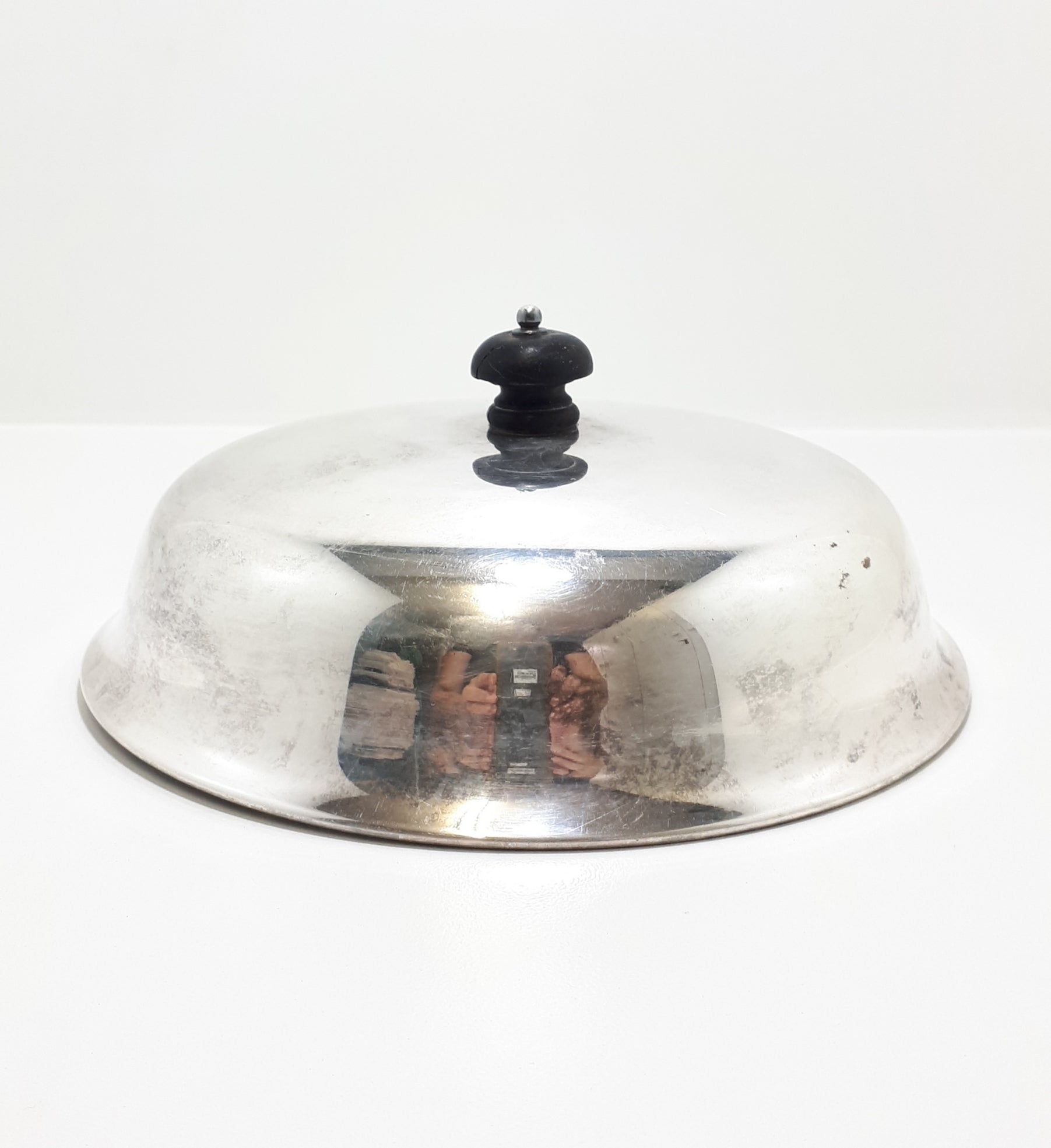 Antique Silver Plated Dome Shaped Lid With Black Bakelite Finial