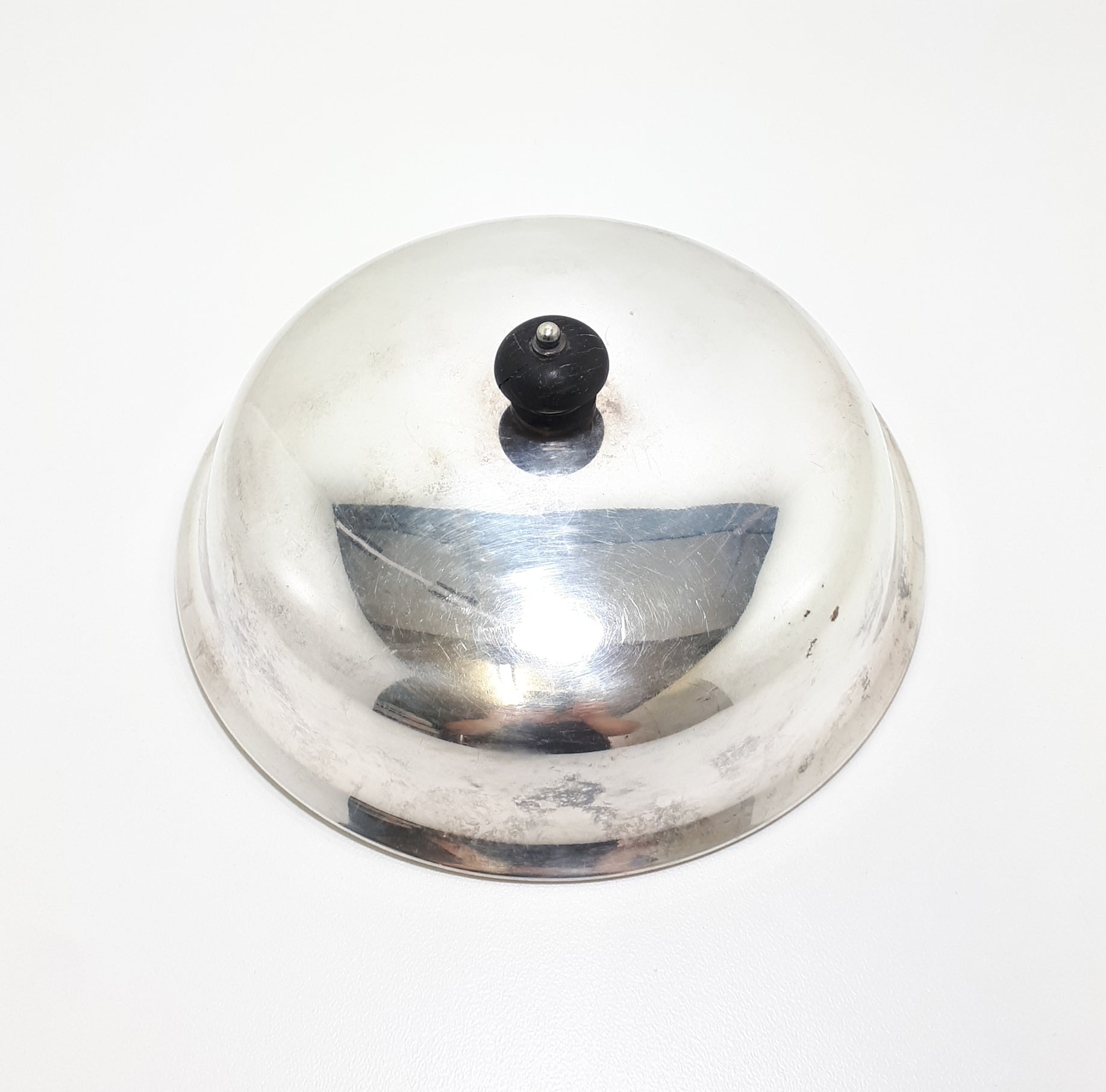 Antique Silver Plated Dome Shaped Lid With Black Bakelite Finial