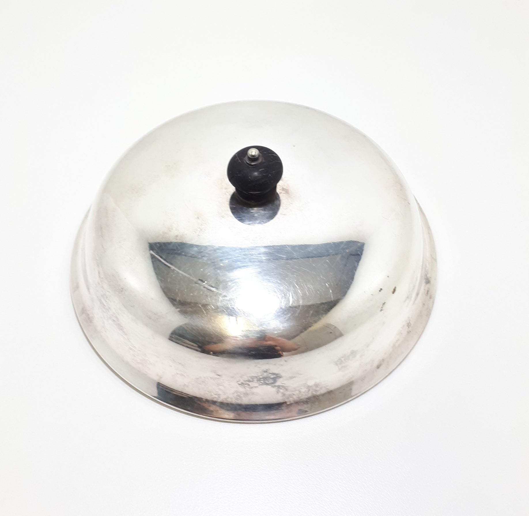 Antique Silver Plated Dome Shaped Lid With Black Bakelite Finial