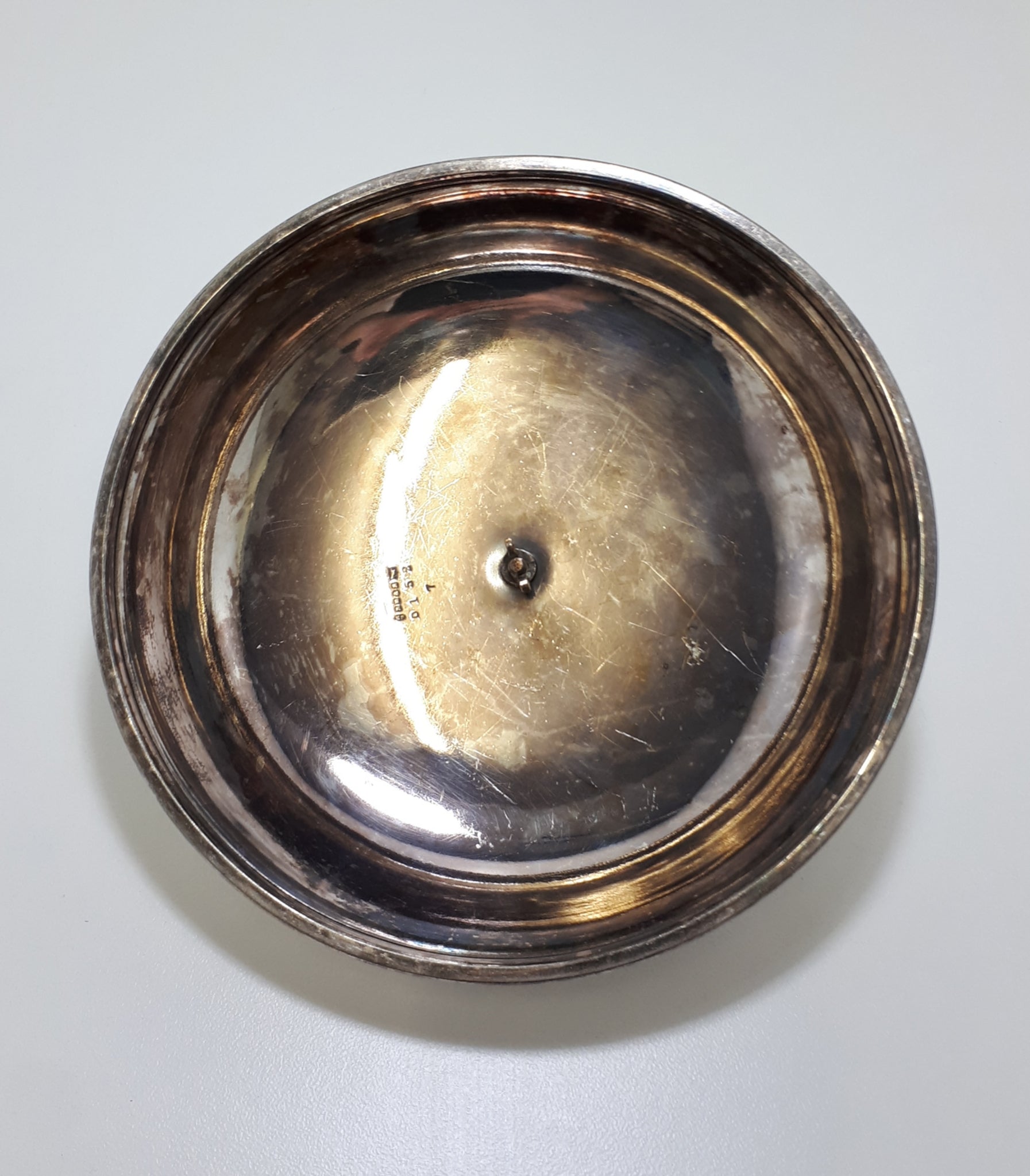 Antique Silver Plated Dome Shaped Lid With Black Bakelite Finial