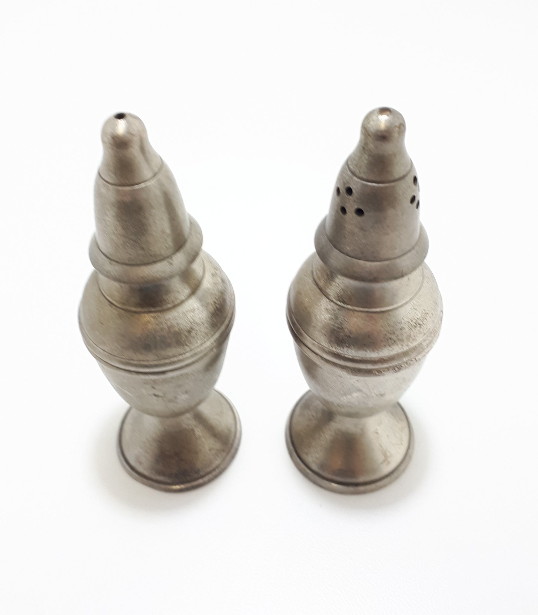 Vintage 1960-1970’s Set Of Silver Plated Art Deco Salt & Pepper Shakers