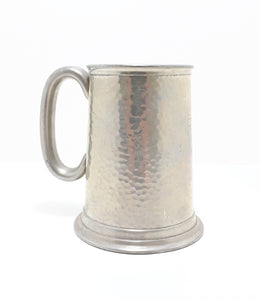 Vintage Hammered Metal Pewter Beer Tankard