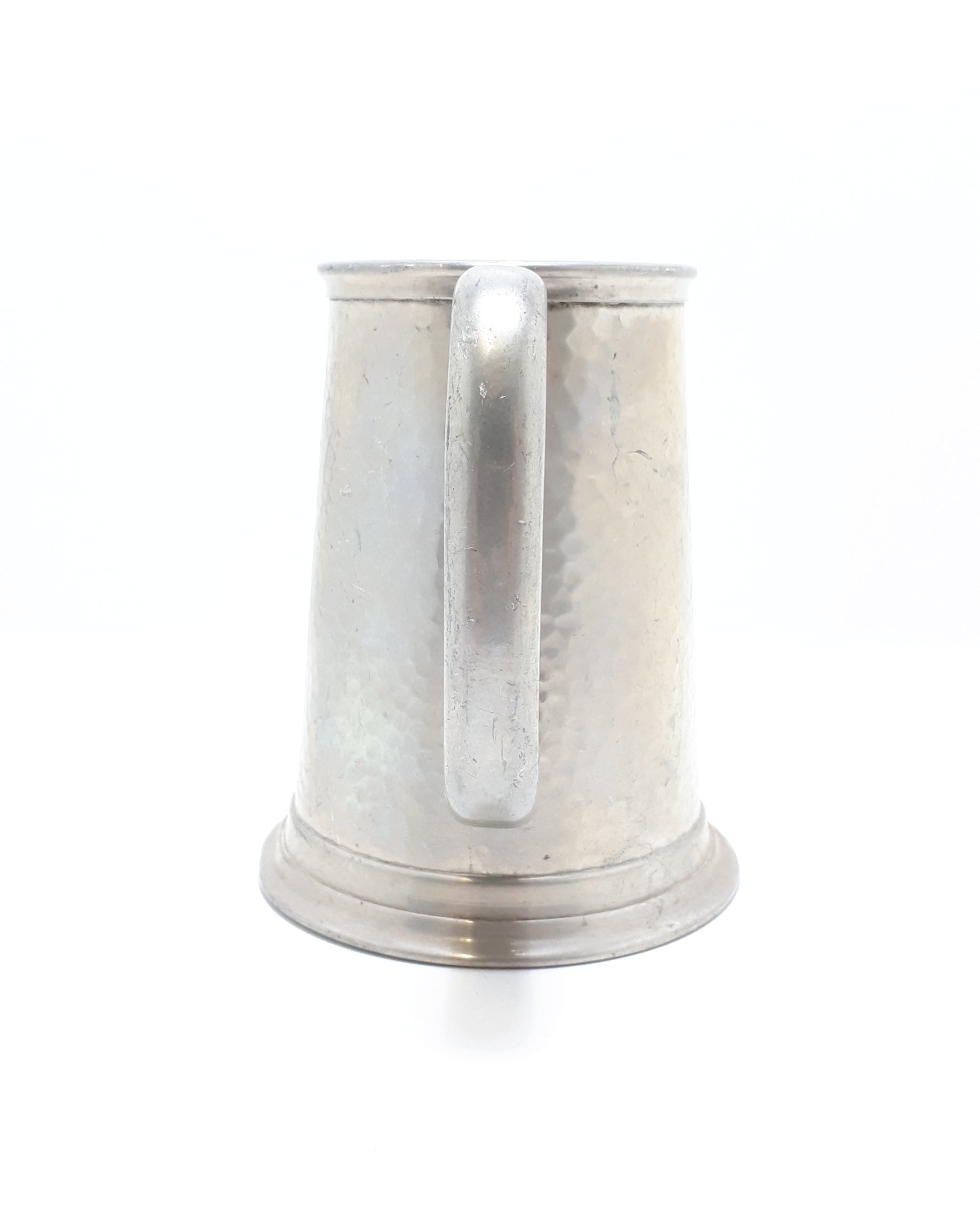 Vintage Hammered Metal Pewter Beer Tankard