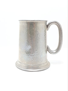 Vintage Hammered Metal Pewter Beer Tankard