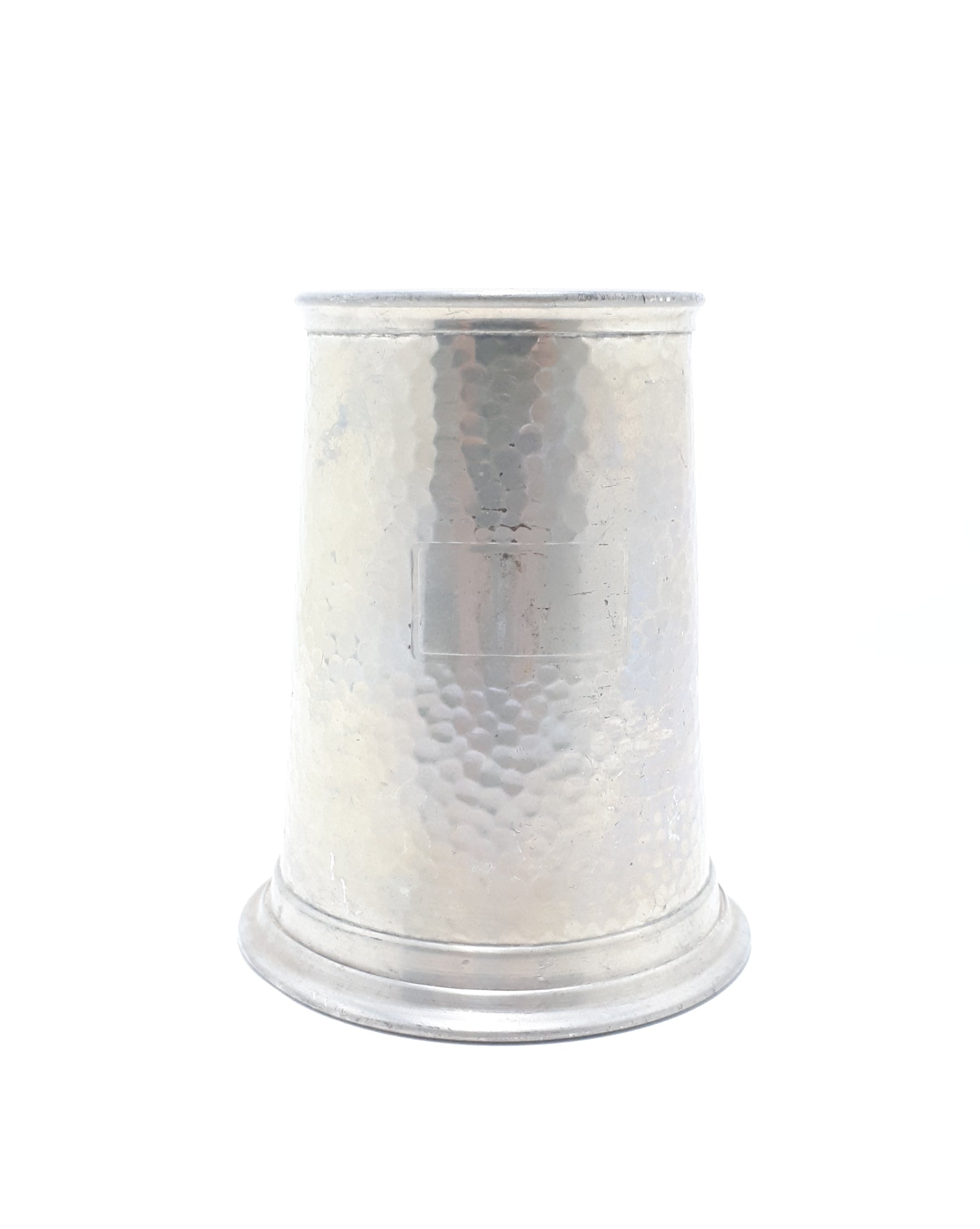 Vintage Hammered Metal Pewter Beer Tankard