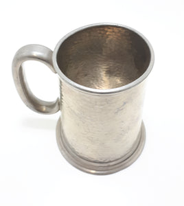 Vintage Hammered Metal Pewter Beer Tankard