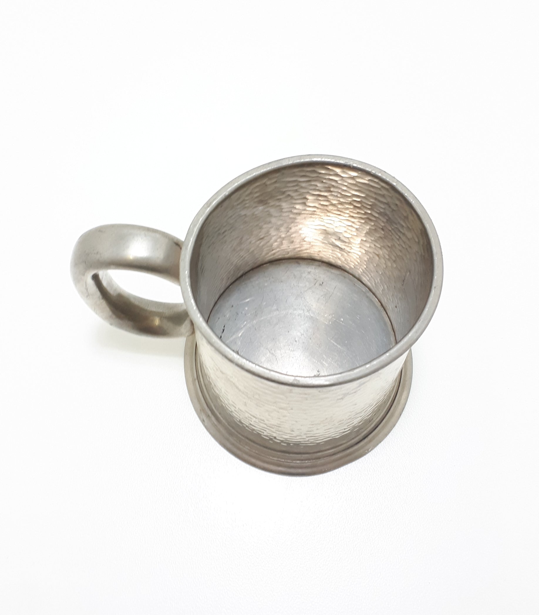 Vintage Hammered Metal Pewter Beer Tankard