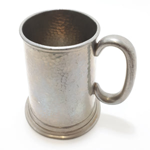 Vintage Hammered Metal Pewter Beer Tankard
